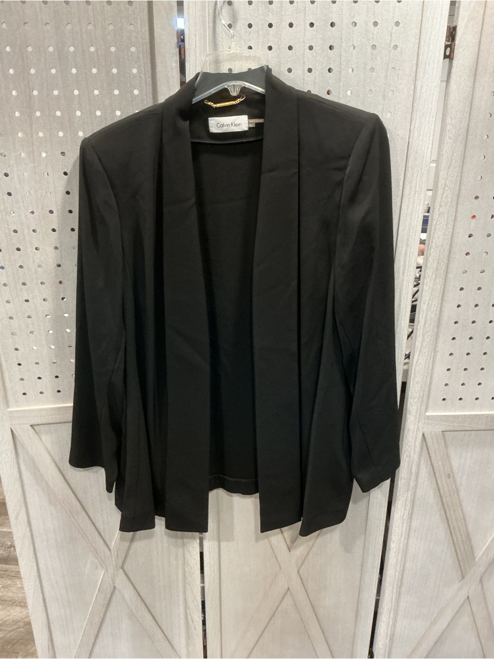 Calvin Klein Black Open-Front Draped Blazer